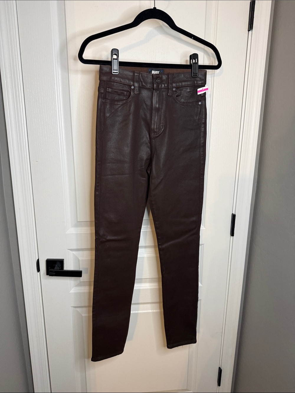 PAIGE Coated Dark Brown Skinny Jeans